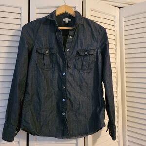 J. Crew Dark Blue Demin Button Down Shirt Size 6